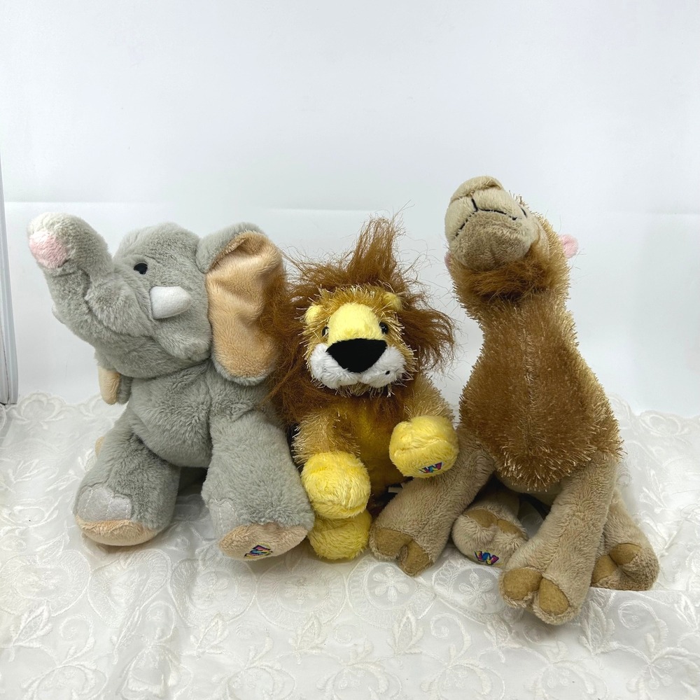 Vintage WebKinz Ganz Plush Toys Camel Elephant Lion Safari Lot of 3
